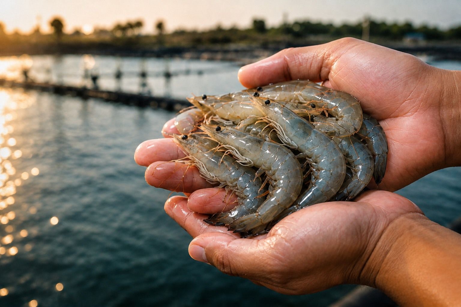 Fresh Vannamei shrimp prepared for quality inspection